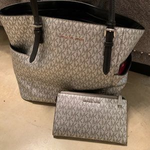 Michael Kors Monogram Tote & Wallet